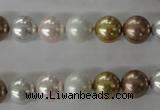 CSB1064 15.5 inches 10mm round mixed color shell pearl beads