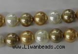 CSB1068 15.5 inches 10mm round mixed color shell pearl beads