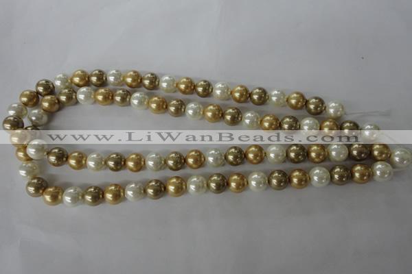 CSB1068 15.5 inches 10mm round mixed color shell pearl beads