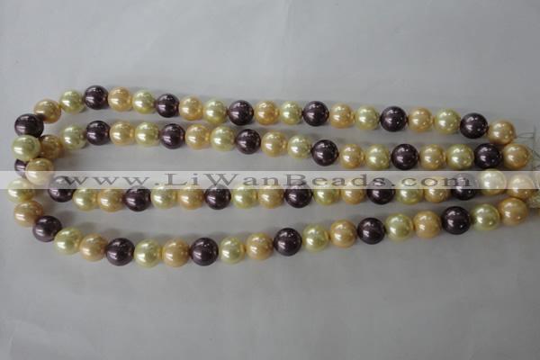 CSB1072 15.5 inches 10mm round mixed color shell pearl beads