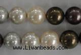 CSB1083 15.5 inches 12mm round mixed color shell pearl beads