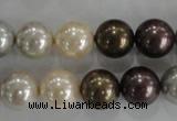 CSB1088 15.5 inches 12mm round mixed color shell pearl beads