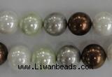 CSB1090 15.5 inches 12mm round mixed color shell pearl beads