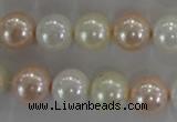 CSB1092 15.5 inches 12mm round mixed color shell pearl beads