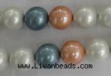 CSB1095 15.5 inches 12mm round mixed color shell pearl beads