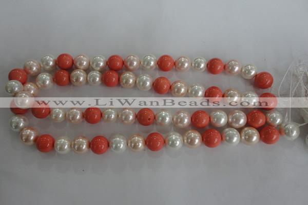 CSB1096 15.5 inches 12mm round mixed color shell pearl beads