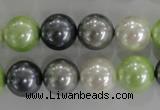 CSB1105 15.5 inches 12mm round mixed color shell pearl beads