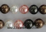 CSB1111 15.5 inches 12mm round mixed color shell pearl beads