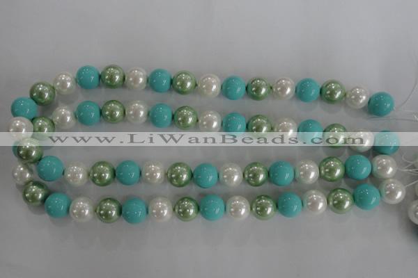 CSB1114 15.5 inches 12mm round mixed color shell pearl beads