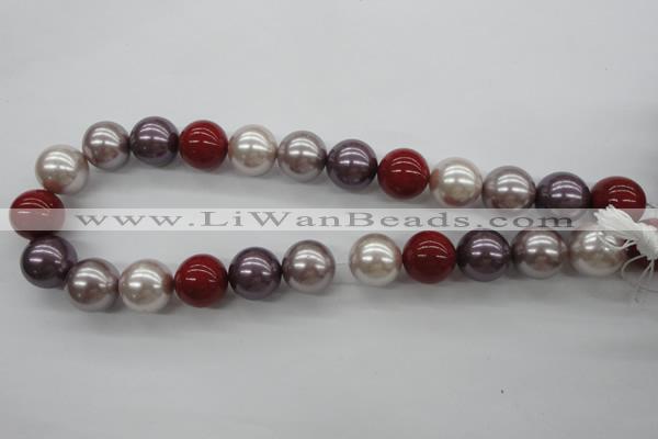 CSB1154 15.5 inches 16mm round mixed color shell pearl beads