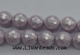 CSB1181 15.5 inches 8mm faceted round shell pearl beads