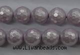 CSB1182 15.5 inches 10mm faceted round shell pearl beads