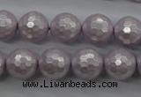 CSB1183 15.5 inches 12mm faceted round shell pearl beads