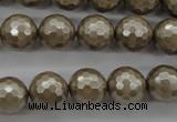 CSB1192 15.5 inches 12mm faceted round shell pearl beads