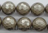 CSB1195 15.5 inches 18mm faceted round shell pearl beads