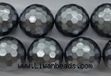 CSB1205 15.5 inches 18mm faceted round shell pearl beads