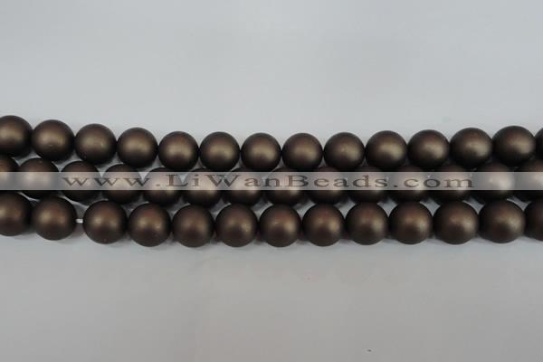 CSB1333 15.5 inches 10mm matte round shell pearl beads wholesale