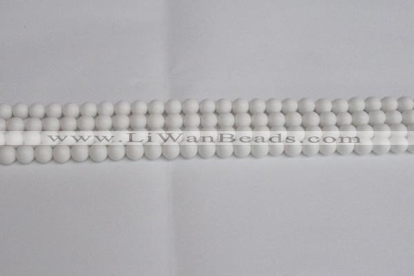 CSB1350 15.5 inches 4mm matte round shell pearl beads wholesale