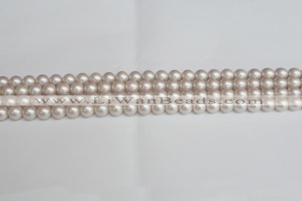 CSB1355 15.5 inches 4mm matte round shell pearl beads wholesale