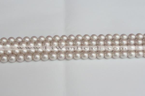 CSB1357 15.5 inches 8mm matte round shell pearl beads wholesale