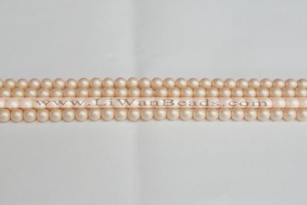 CSB1360 15.5 inches 4mm matte round shell pearl beads wholesale