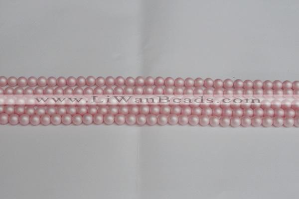 CSB1370 15.5 inches 4mm matte round shell pearl beads wholesale