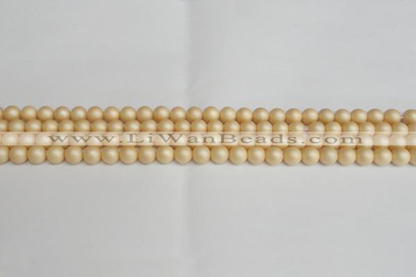 CSB1375 15.5 inches 4mm matte round shell pearl beads wholesale