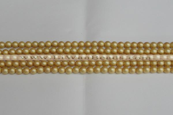 CSB1380 15.5 inches 4mm matte round shell pearl beads wholesale