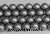 CSB1440 15.5 inches 4mm matte round shell pearl beads wholesale