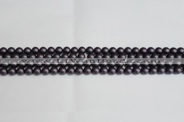 CSB1445 15.5 inches 4mm matte round shell pearl beads wholesale