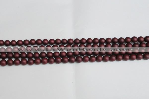 CSB1450 15.5 inches 4mm matte round shell pearl beads wholesale