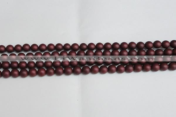 CSB1451 15.5 inches 6mm matte round shell pearl beads wholesale