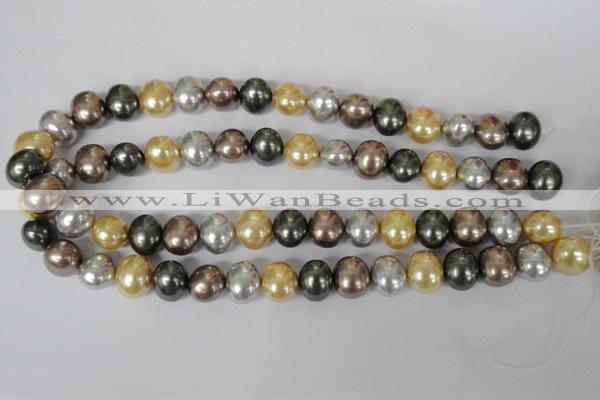 CSB158 15.5 inches 12*15mm – 13*16mm oval mixed color shell pearl beads