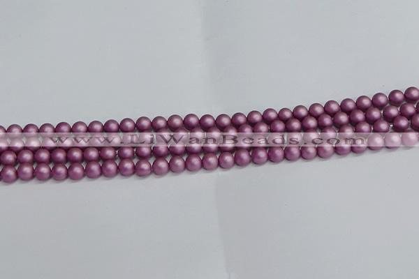 CSB1630 15.5 inches 4mm round matte shell pearl beads wholesale