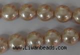 CSB180 15.5 inches 12mm flat round shell pearl beads wholesale