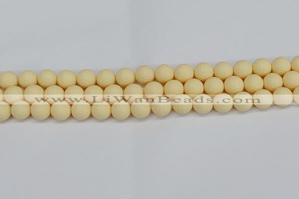 CSB1802 15.5 inches 8mm faceetd round matte shell pearl beads