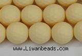 CSB1803 15.5 inches 10mm faceetd round matte shell pearl beads