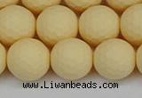 CSB1804 15.5 inches 12mm faceetd round matte shell pearl beads