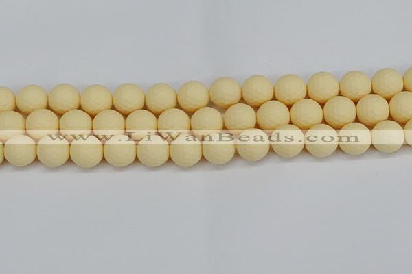 CSB1804 15.5 inches 12mm faceetd round matte shell pearl beads