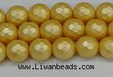 CSB1811 15.5 inches 6mm faceetd round matte shell pearl beads