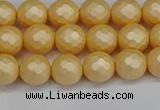 CSB1821 15.5 inches 6mm faceetd round matte shell pearl beads