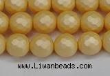 CSB1822 15.5 inches 8mm faceetd round matte shell pearl beads