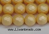 CSB1823 15.5 inches 10mm faceetd round matte shell pearl beads