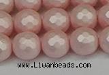 CSB1834 15.5 inches 12mm faceetd round matte shell pearl beads