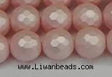 CSB1835 15.5 inches 14mm faceetd round matte shell pearl beads