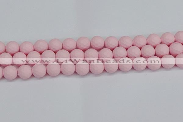 CSB1844 15.5 inches 12mm faceetd round matte shell pearl beads