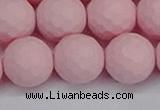 CSB1845 15.5 inches 14mm faceetd round matte shell pearl beads