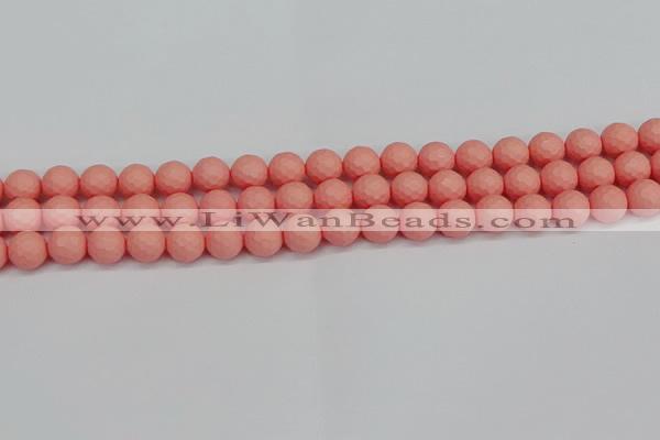 CSB1851 15.5 inches 6mm faceetd round matte shell pearl beads