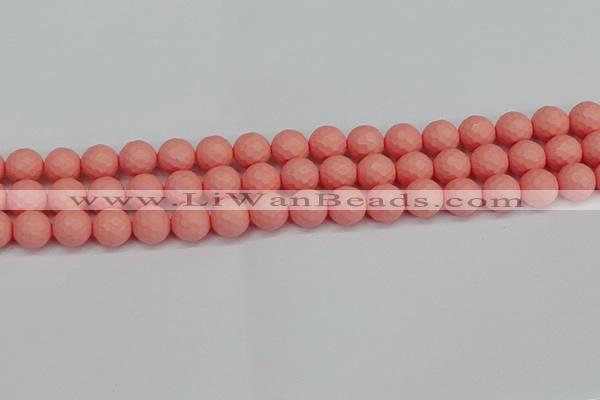 CSB1852 15.5 inches 8mm faceetd round matte shell pearl beads