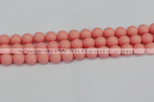 CSB1854 15.5 inches 12mm faceetd round matte shell pearl beads